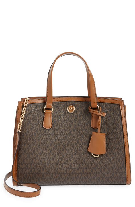 michael kors brown signature satchel|Michael Kors medium satchel.